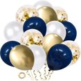 thumbnail image 1 of Royal Blue Metallic Chrome Gold Confetti Balloons - Party Decorations for Birthday Wedding, 1 of 5