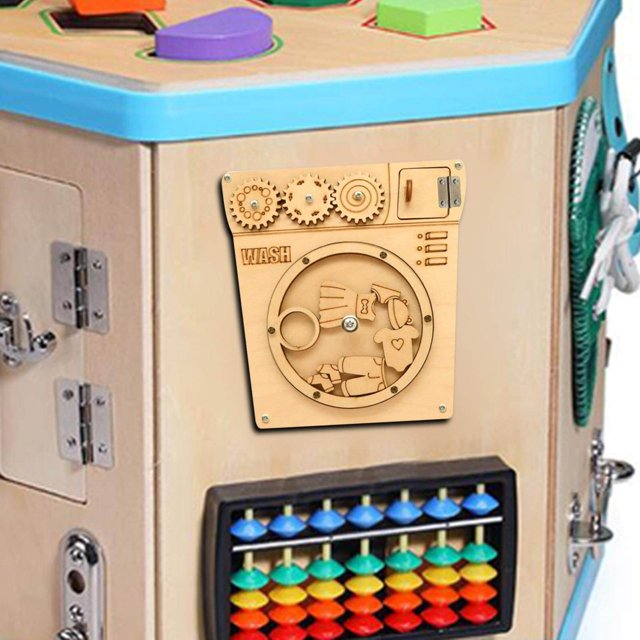 Tableau d'Activités Éducatif pour Enfants, Matériel DIY, Tableau Sensoriel pour Cadeaux de Tout-Petits, Machine à Laver