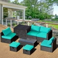thumbnail image 4 of Patiojoy 8PCS Patio Conversation Set Sectional Sofa Set, All-Weather PE Rattan, Tempered Glass Table & Washable Cushion Covers Turquoise, 4 of 7