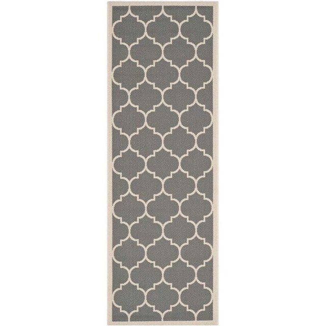 Safavieh Courtyard Anthracite Indoor Outdoor Rug - Runner 2'3" x 12'