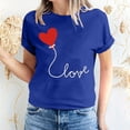 thumbnail image 1 of Meichang Hauts pour Femmes T-Shirts de la Saint-Valentin T-Shirts de Fête à Col Rond T-Shirts à Imprimé Cœur d'Amour T-Shirts à Manches Courtes Jolis Tees Blouses en Liquidation, 1 of 5
