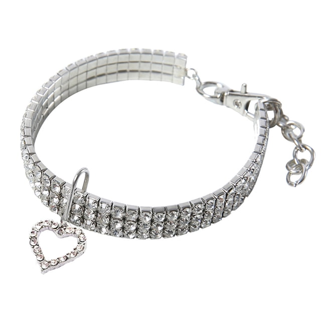 2025 Mini Pet Dog Bling Terrain Dog Light Rhinestone Chocker Collars Fancy Hair Bow For Dogs Dog Heart Shaped Necklace