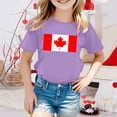 thumbnail image 2 of T-shirt à Manches Courtes pour Filles de la Fête du Canada, Col Rond d'Été, Coupe Décontractée, Chandails de Base, 2 of 4