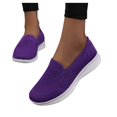 thumbnail image 2 of B91xZ Chaussures Plates pour Femmes Bout Rond Talon Haut Bloc, Violet 6.5, 2 of 5