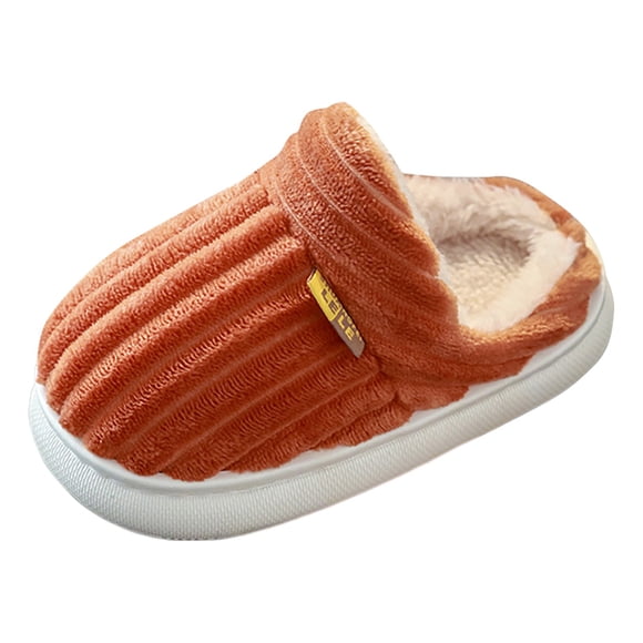 Toddler Slippers,Winter Fashionable Versatile Toddler Kids Vertical Texture Warm Non-Slip Indoor Slippers Comfortable,Kids Slippers,Orange,12