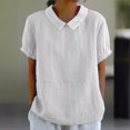 thumbnail image 2 of TINZ T-Shirt Rétro Mode Femme Couleur Unie Ample Col Rabattu T-Shirt Court Manches Longues T-Shirt Manches Longues Femme Course T-Shirt Manches Courtes Femme T-Shirt Été Athlétique Femme, 2 of 5