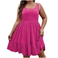 thumbnail image 1 of Timegard Robes Grande Taille pour Femmes Col Rond à Volants Sans Manches Ample Confortable Mi-Longue Robe Été, 1 of 8