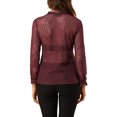 thumbnail image 3 of INSPIRE CHIC Women's Ruffled Collar Long Sleeve See Through Lace Button Down Shirt, 3 of 6