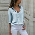 thumbnail image 2 of Timegard Button down Shirts for Women Plus Size Chiffon Lapel Neck Long Sleeve Tops Work Office Blouse, 2 of 6