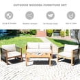 thumbnail image 3 of Costway 4PCS Wooden Patio Furniture Set CUS01hioned Sofa W/Rope Armrest White, 3 of 9