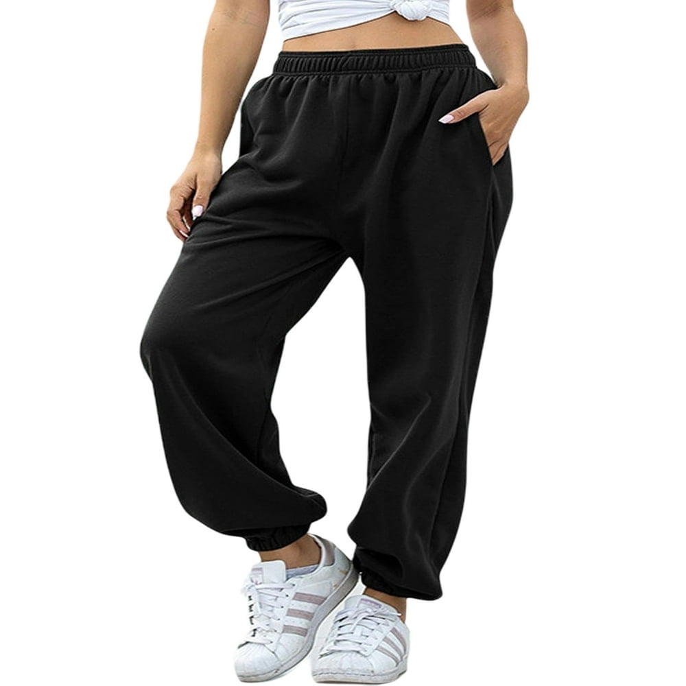 Pantalons de Jogging/Dance Décontractés en Coton pour Femmes Taille Haute