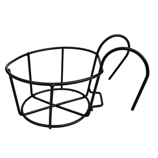 Support Rond en Fil de Fer, pour Jardin Extérieur, Clôture, Terrasse, Porches, Étagère pour Balustrade, Support pour Pots de Fleurs, Noir Robuste
