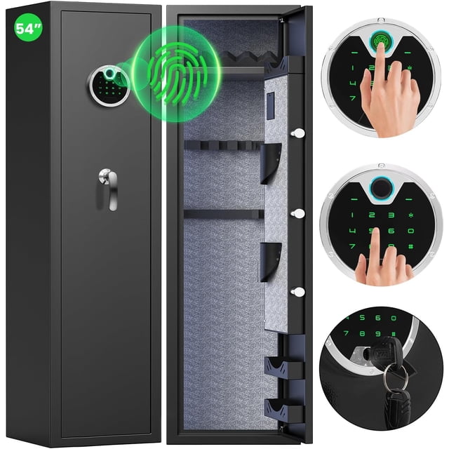 Riflevault High Tech Intelligent 5 Gun Safe with Dual Alarm System, 11.02" x 11.81" x 54.33", Steel