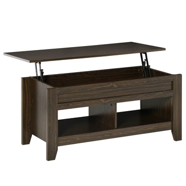 HOMCOM Lift Top Coffee Table with Hidden Storage and Open Shelves