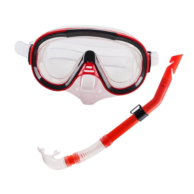 koolsoo Ensemble de Plongée Tuba Lunettes de Natation Plongée Adulte pour Natation Plongée sous-Marine Rouge Transparent