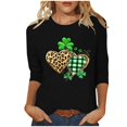 thumbnail image 2 of Meichang Chemises Chanceuses pour Femmes T-Shirts de la Saint-Patrick Trèfle à Quatre Feuilles Imprimé T-Shirts Manches 3/4 Col Rond Décontracté Hauts Irlandais Chanceux, 2 of 4