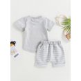 thumbnail image 2 of Kmbangi Ensemble 2 Pcs Shorts d'Été pour Bébés Garçons, T-shirt à Manches Courtes Col Rond + Shorts Rayés Tenue de Fête Décontractée 0-4 Ans, 2 of 9