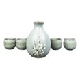 thumbnail image 3 of Blue Plum Japanese Sakura Cherry Blossoms Porcelain Sake Flask With Cups Set, 3 of 9