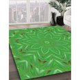 thumbnail image 3 of Ahgly Tapis d'Intérieur Lavable en Machine Carré Transitionnel Vert Néon, 7 Pieds Carré, 3 of 7