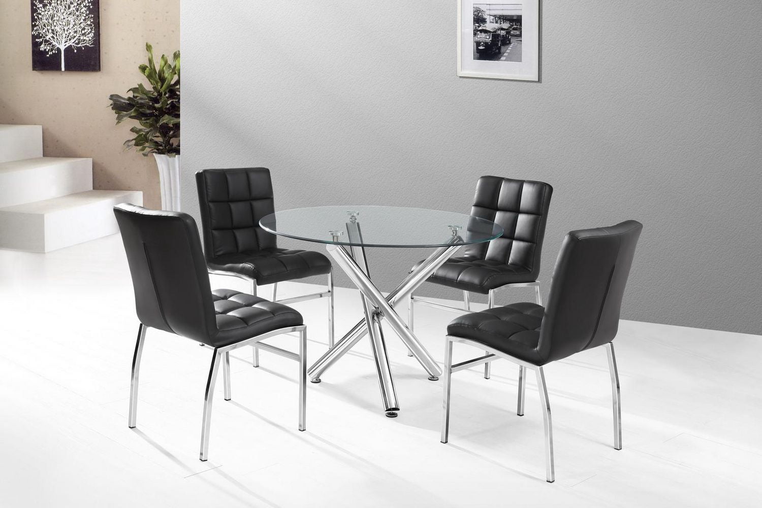 K-LIVING WESTON SOFT PU BACK AND SEAT WITH CHROME LEGS CHAIR IN BLACK (4 PER BOX)