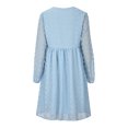 thumbnail image 5 of Robes d'Automne pour Femmes, Col en V Doux, Pois Suisses, Manches Longues, Robe Babydoll, Unie, Décontractée, Coupe Ample, Mini-Robe Évasée, 5 of 5