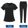 thumbnail image 4 of TISHITA Nursing Scrub Set Comfortable Breathable with Pockets Fashion Tops Pants Black Color L, 4 of 8
