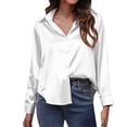 thumbnail image 1 of adviicd Hauts d'Entraînement pour Femmes Hauts Col Rond Décontractés Manches Longues Chemises Amples en Chiffon Blouses Unies Blanc,TG, 1 of 5