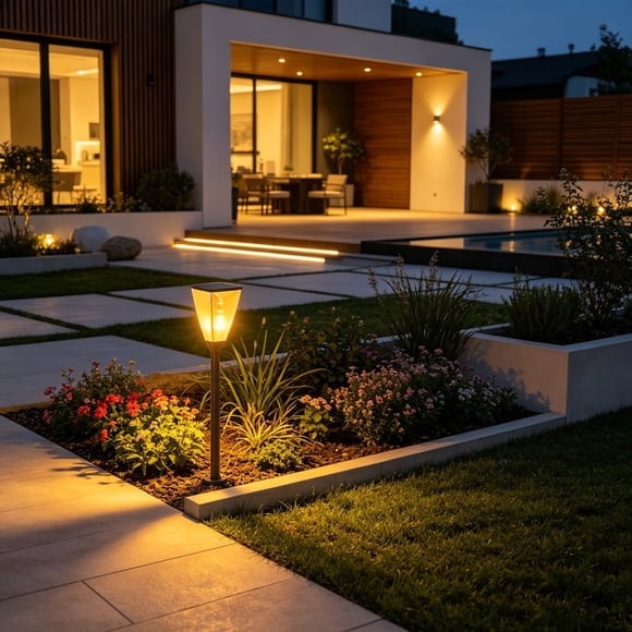Dvkptbk 2 Pcs Lumières Solaires à DEL pour Jardin, Étanches, à Énergie Solaire, Lumières de Cour pour Allée de Cour, Patio, Déco