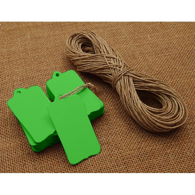 100 Pcs Rectangular Shape Tag Bonbonniere Wedding Favor Hang Tags Gift With Free Natural Jute Twine - Colors Available