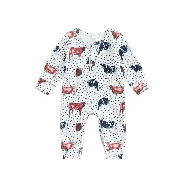 xiaxaixu Combinaison d'Automne pour Bébés Filles et Garçons, Impression Dessin Animé Soleil/animal/cactus Col Rond Manches Longues Combinaison à Boutons devant