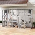 thumbnail image 2 of PawHut Grand Catio Extérieur avec Condos pour Chats, Plateformes, Échelles, Gris, 2 of 10