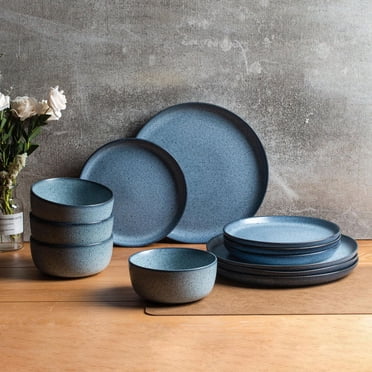 Home Trends Blue Speckle Stoneware 12-Piece Dinnerware Set