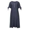 thumbnail image 4 of Babysbule Liquidation Robes d'Été pour Femmes, Mode Femmes Décontractée Ample Imprimé Papillon Col en V Manches Mi-Longues Boutons Poches Robe Longue, 4 of 6