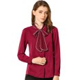 thumbnail image 2 of INSPIRE CHIC Blouse Chemise à Manches Longues de Travail pour Femmes à Col Noué Boutonnée, 2 of 4