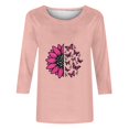 thumbnail image 3 of KIHOUT Nouvelles Arrivées Tunique à Manches 3/4 pour Femmes Coupe Ample Décontractée Jour du Cancer du Sein Imprimé Graphique Col Rond Blouses T-Shirt, 3 of 3