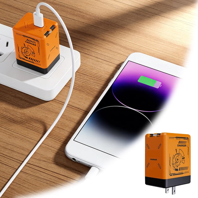 BotaniNest Adaptateur Mural Rétractable Rapide Compatible A Ll-in-a Pliable pour IPhone, Adaptateur d'Alimentation à Recharge Rapide pour Téléphone Intelligent