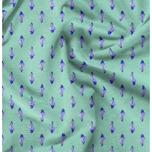 Soimoi Green Cotton Jersey Fabric Shells Ocean Fabric Prints By Yard 58 Inch Wide
