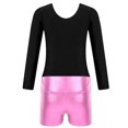thumbnail image 4 of TiaoBug Girls 2Pcs Rhinestone Tracksuit Long Sleeve Gymnastics Dance Outfit Leotard with Shorts Unitard C02 12, 4 of 7