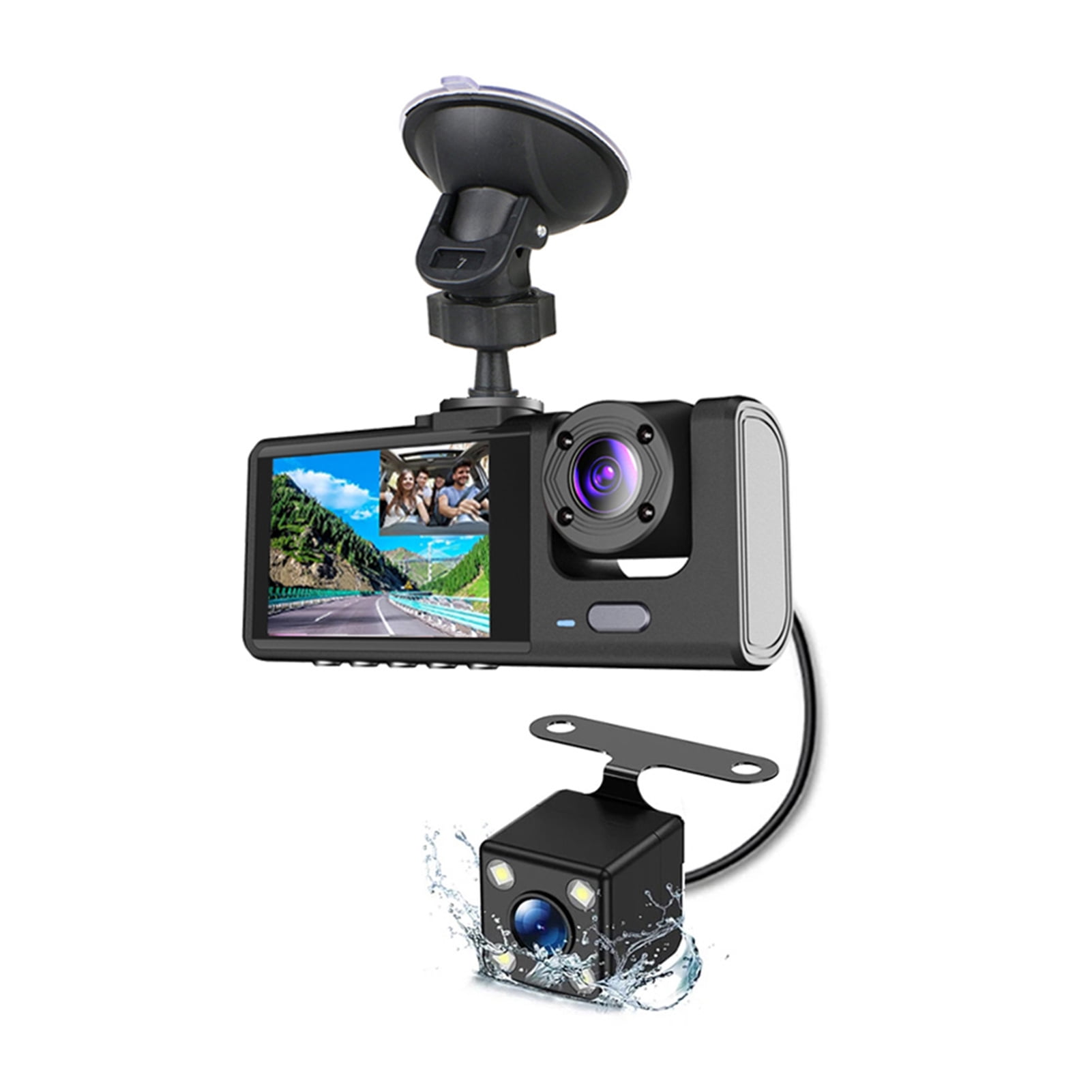 Dash Cam Front and Rear Inside 3 Cameras 1080P+720P+480p Car Rearview Mirror Car Video Recording