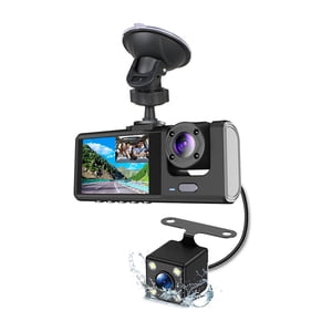 Dash Cam Intérieur avant et arrière 3 Caméras 1080P+720P+480p Rétroviseur de voiture Enregistrement vidéo de voiture