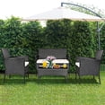 thumbnail image 4 of Costway 4PCS Patio Rattan Cushioned Sofa Coffee Table Backyard Porch, 4 of 10