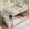 thumbnail image 3 of Twin over Twin Floor Bunk Bed, Ladder with Storage, White, 3 of 18