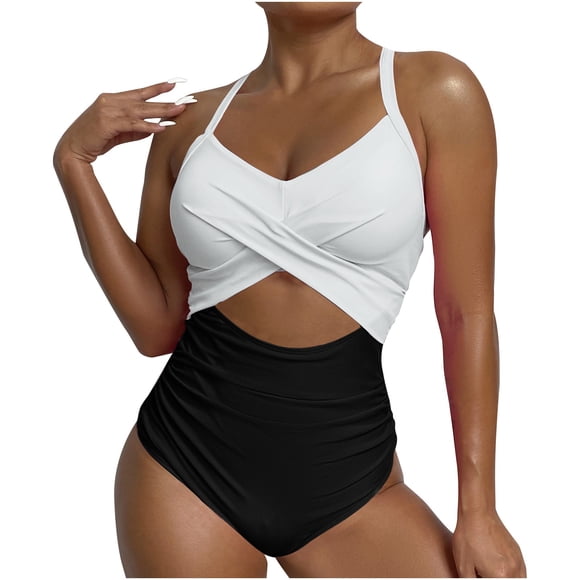 Cameland One Piece Swimsuits for Women Solid Patchwork Bathing Suits Beachwear Chest Hollow Backless Swimwear Suitable for Holiday, Travel and Seaside