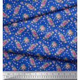 thumbnail image 3 of Soimoi Toile de Coton Bleu Rose & Imprimé Floral 1 Yard 58 Inch Wide, 3 of 3