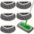 thumbnail image 1 of Tampons de Rechange pour Vadrouille Plate, Lot de 5, Couvre-Lingettes en Microfibre Réutilisables pour Vadrouille Humide et Sèche pour le Nettoyage des Planchers, Convient aux Vadrouilles Plates Ménagères pour Planchers de Carreaux, Bois et Stratifié (Tailles P et M), 1 of 8