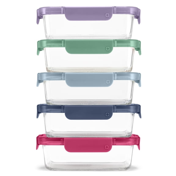 Ello Colorlock Ensemble de Préparation de Repas en Verre de 3.4 tasses de 10 Pièces