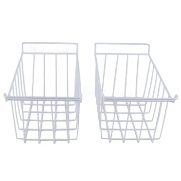 Lot de 2 grands paniers de rangement en fil métallique avec poignées pour réfrigérateur et congélateur 39 x 20 x 20 cm