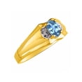 thumbnail image 3 of RYLOS Mens Rings 14K Yellow Gold Classic Design 7X5MM Oval Gemstone & Diamond  Blue Topaz December Birthstone Ring Size 13, 3 of 7