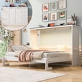 thumbnail image 1 of Noble House Queen Size Murphy Bed with LED Light,White+Brown, 1 of 10