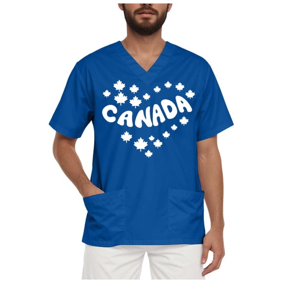 Ramiter Chandails de la Fête du Canada pour Hommes T-Shirt Graphique Drapeau du Canada Feuille d'Érable Canadienne Manches Courtes T-Shirt Patriotique Hauts Chandail de la Fête du Canada Homme Marine, TG